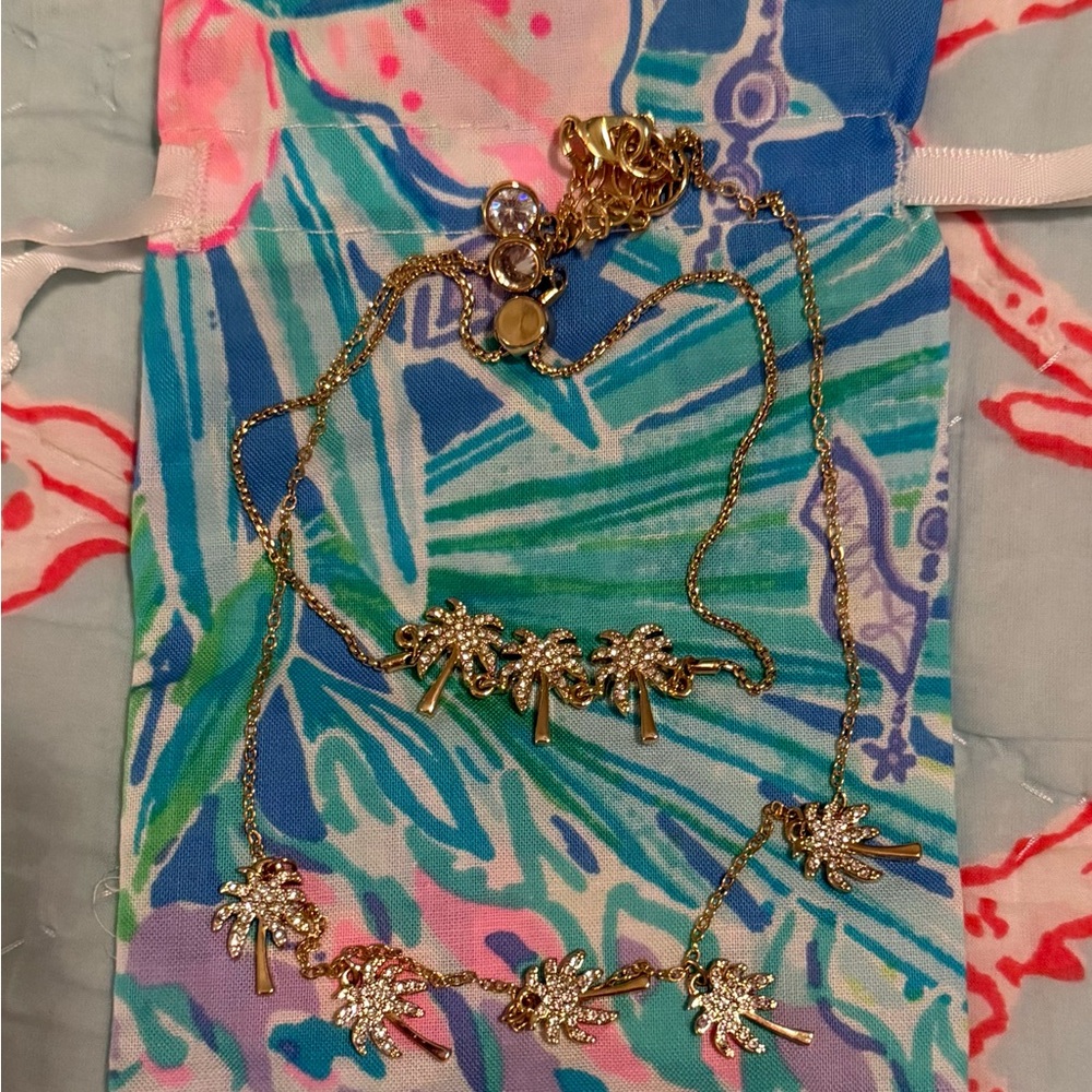 Lilly Pulitzer Sparkling Palm Trees Necklace & Bracelet Set EUC - Picture 12 of 14